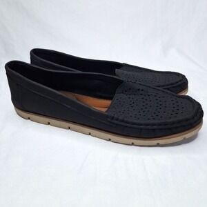 Jabasic Loafers Women 9 Black Slip On Flats Casual Penny Moccasins Lightweight